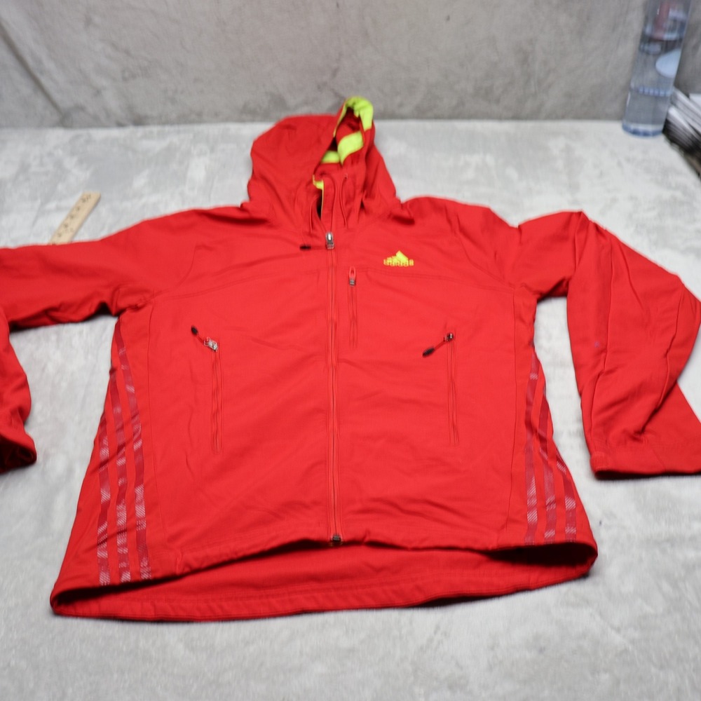 Adidas Jacket Mens Medium Red Outdoor Terrex Softshell Full Zip Hooded Wind Rain